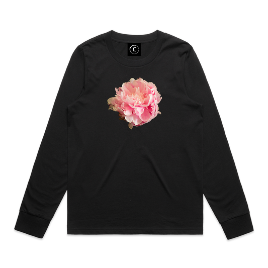 Sarah Bernhardt Peony -  Long Sleeve Tee Cuffed Sleeves