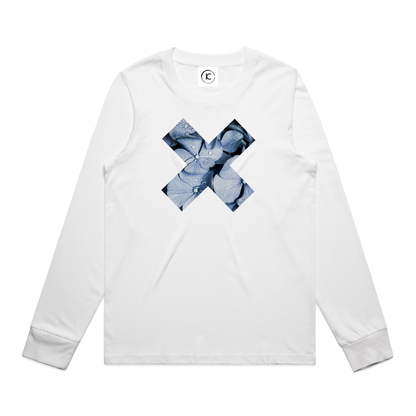 Blue Denim Hydrangea X -  Cuffed Long Sleeve Tee