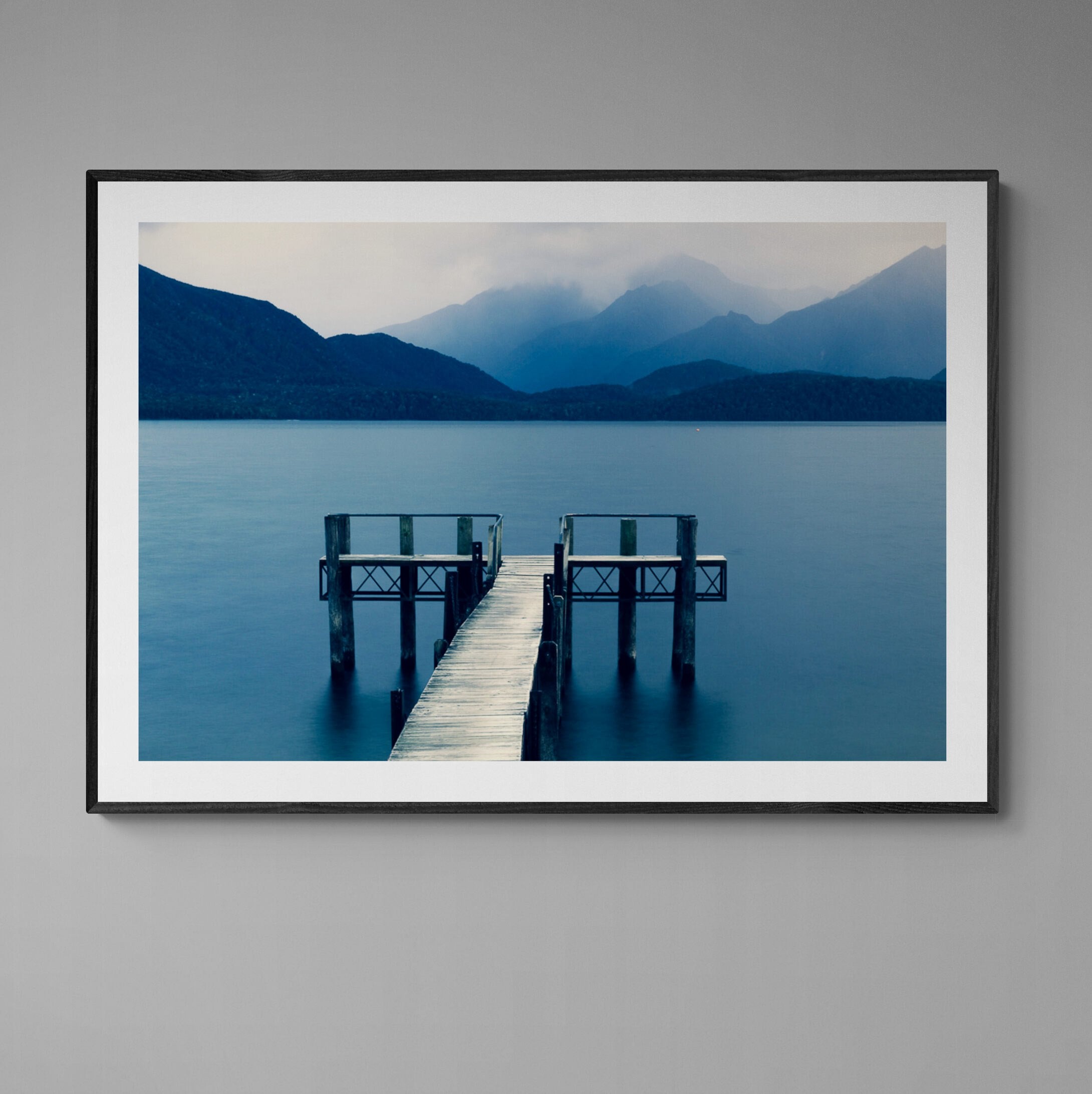 Lake Te Anau Jetty Fine Art print framed on wall by  Kirsten Clark Art