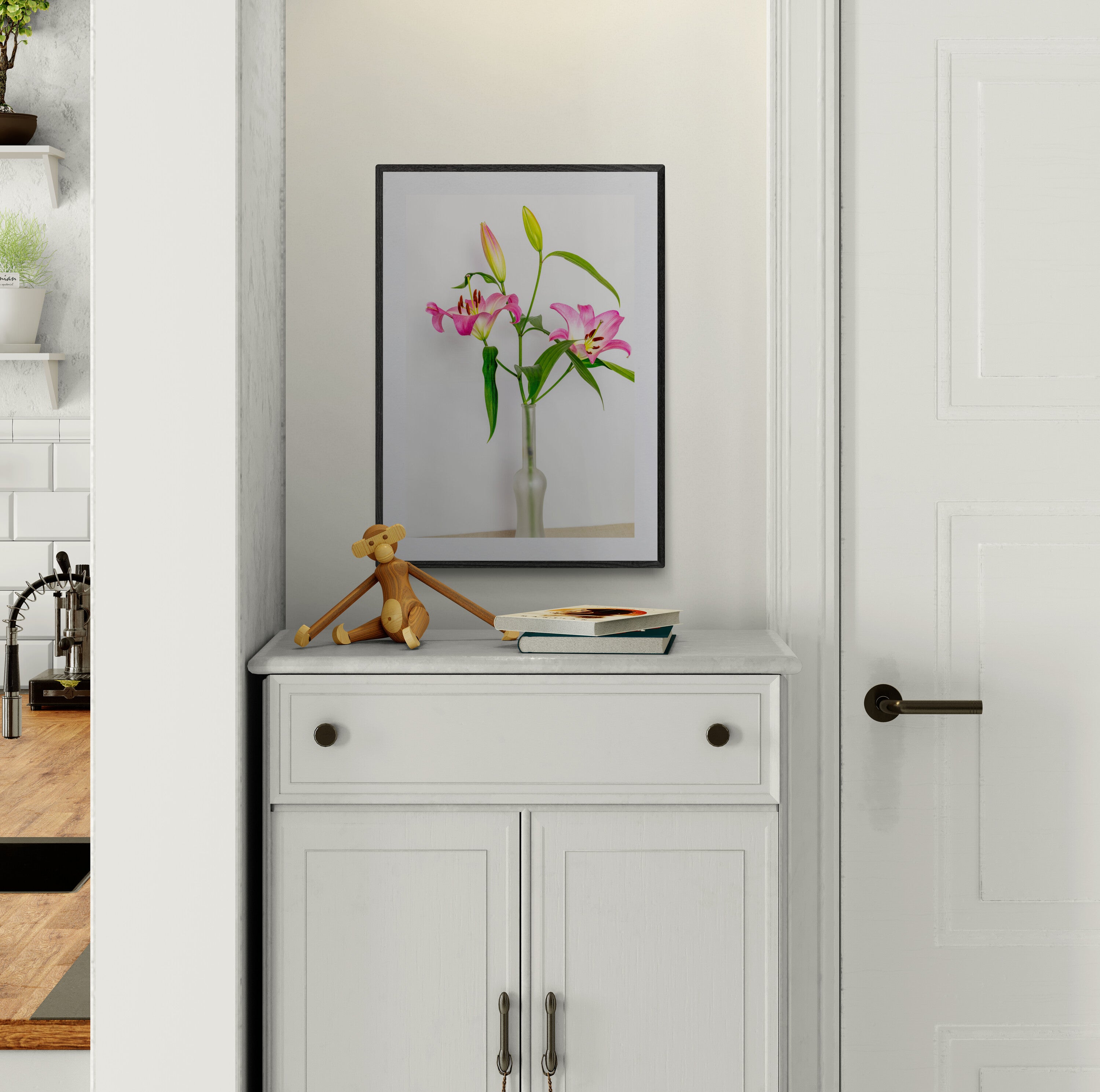 Pink Lilies In A Vase Print