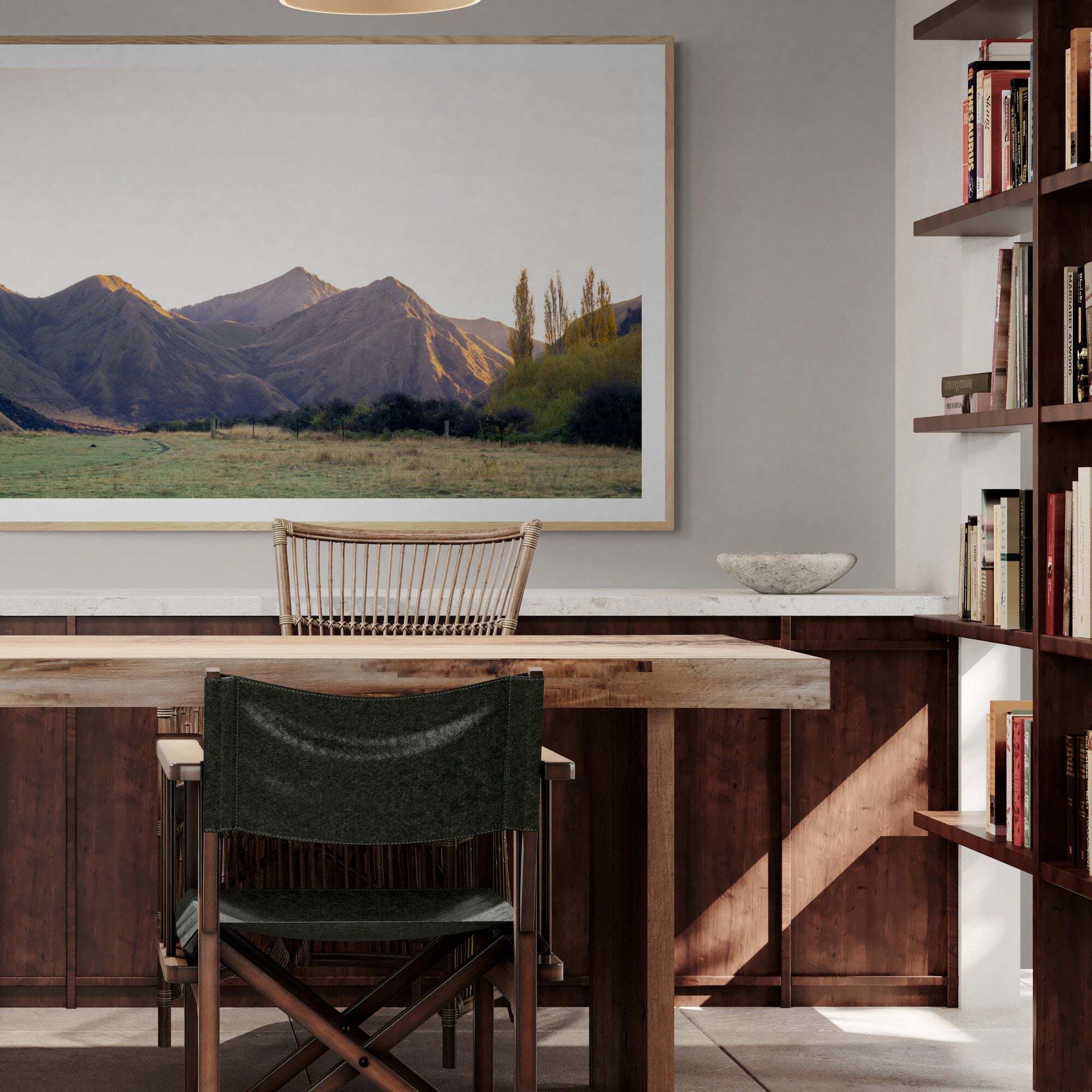 Moke Lake Queenstown Autumn Sunrise in dining-area by Kirsten Clark Art