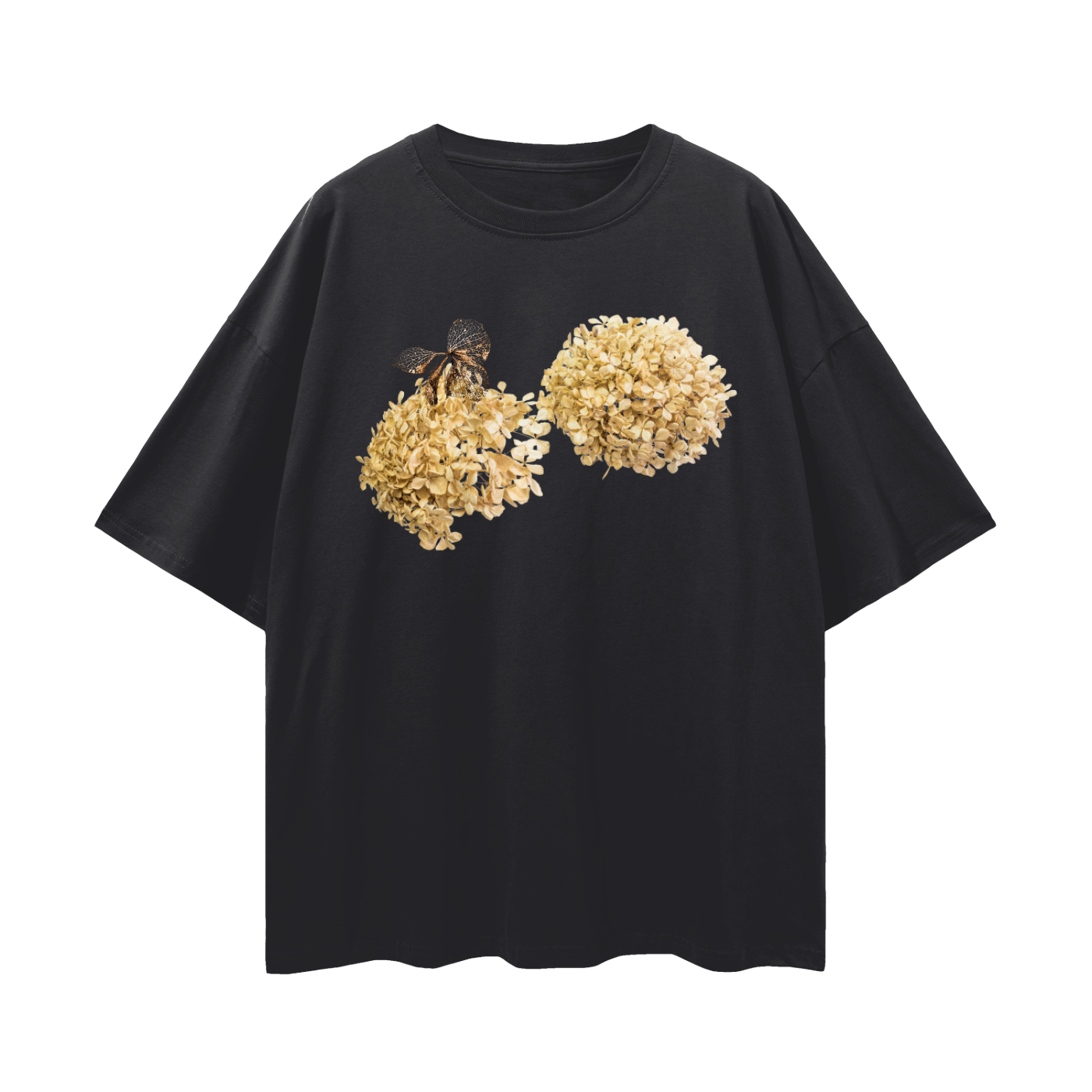 Oversized Tee Hydrangeas Dried original artwork wearable art