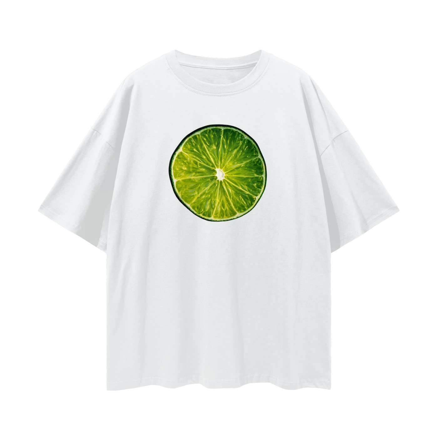Summer Lime Oversized Tee white relaxed fit by Kirsten Clark Art