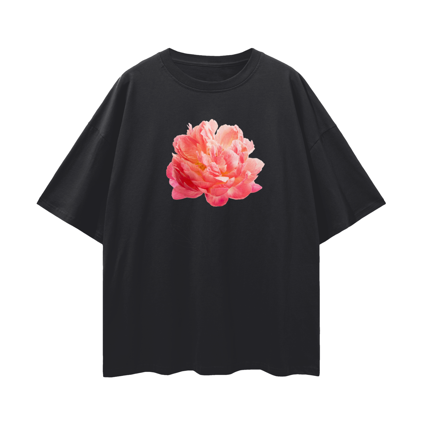 Coral Peony Oversized Tee
