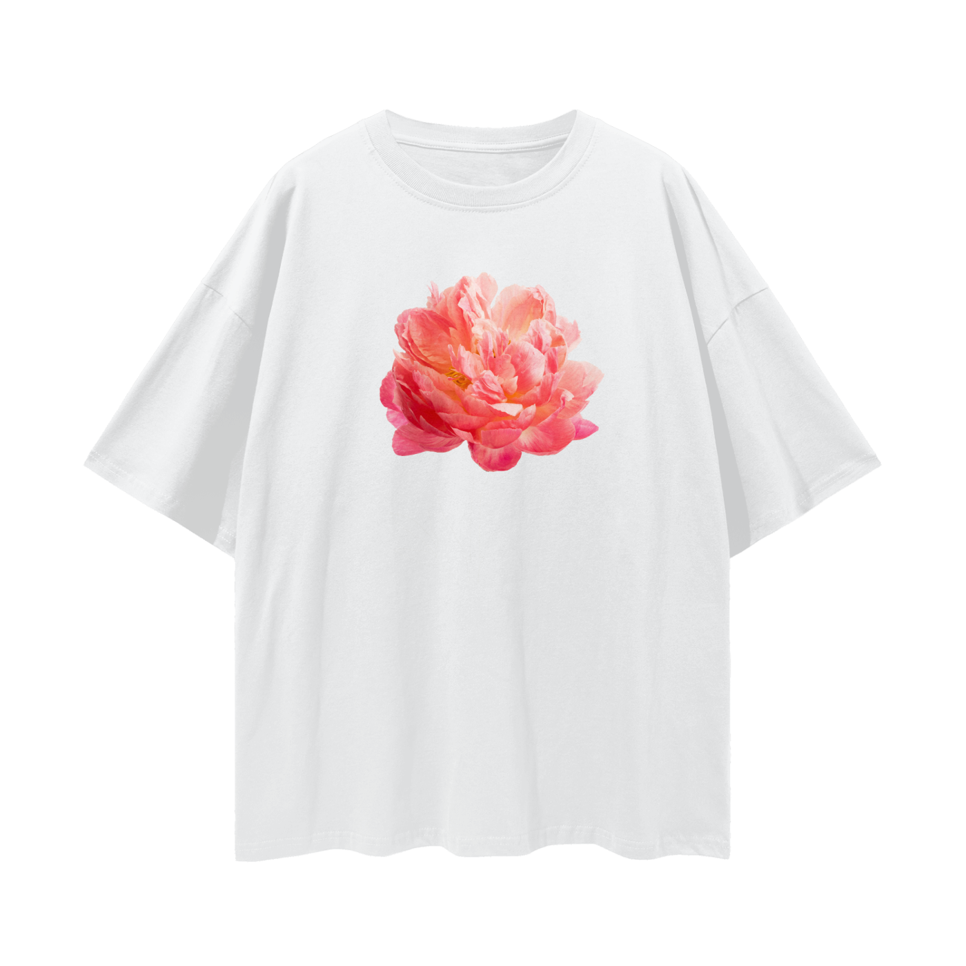 Coral Peony Oversized Tee