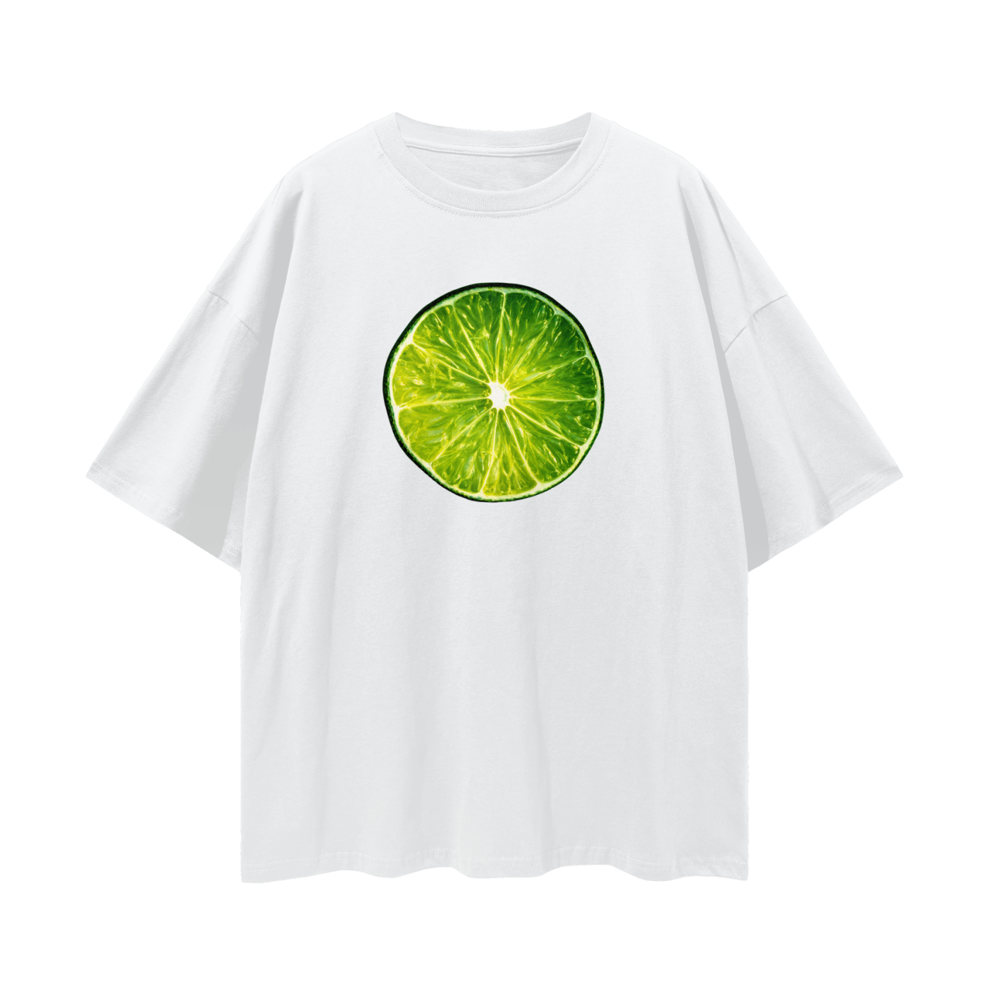 Summer Lime Oversized Tee white relaxed fit 100% cotton