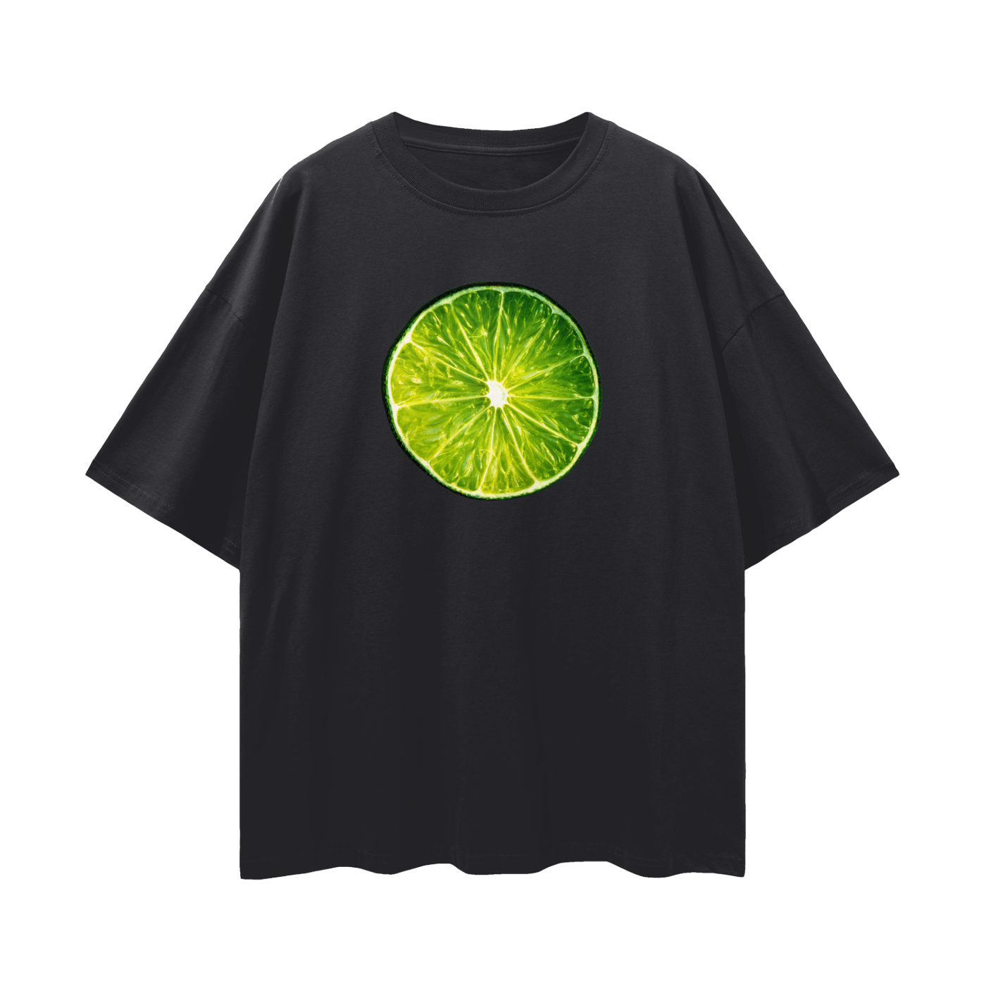 Summer Lime Oversized Tee black relaxed fit 100% cotton