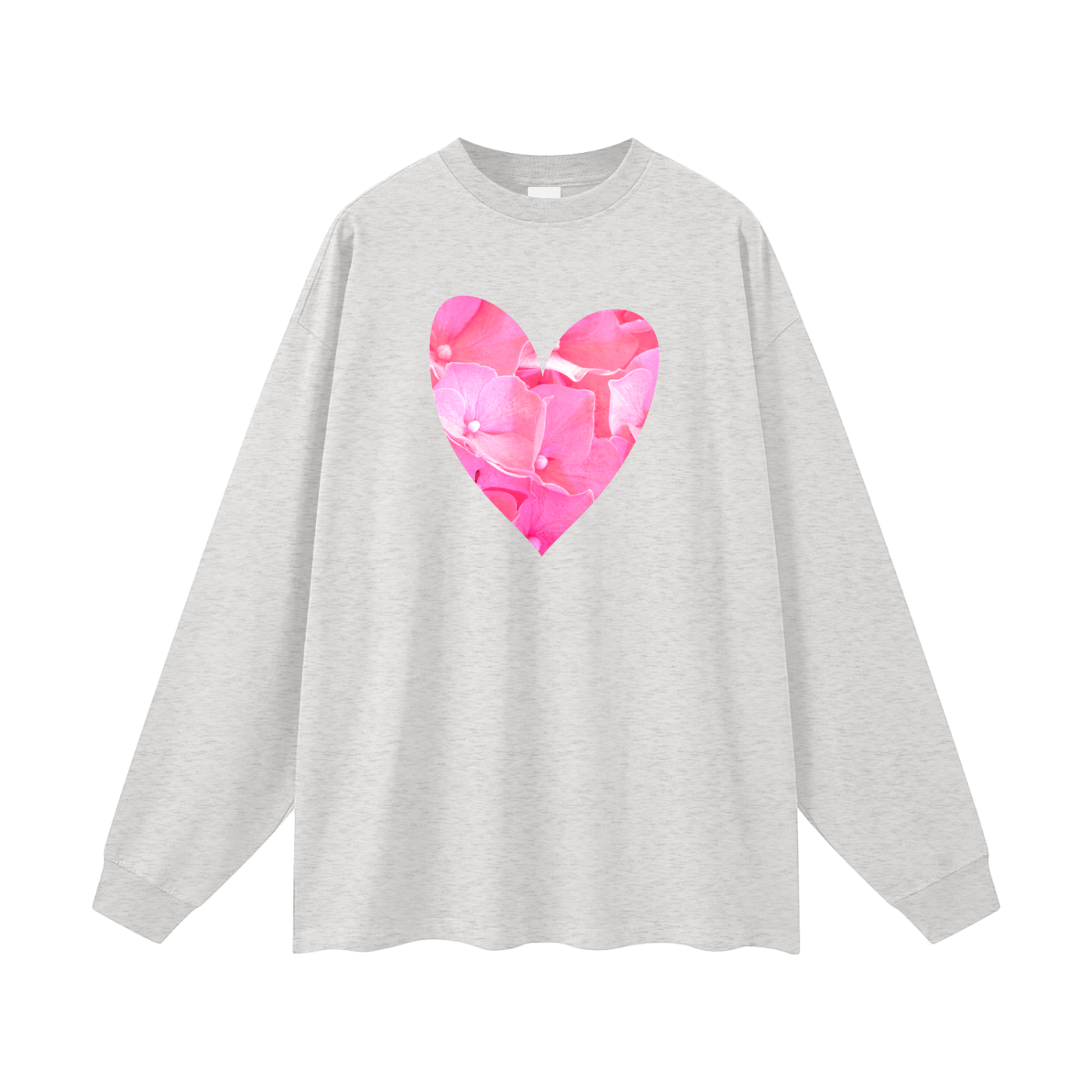Pink Hydrangea Heart - Heavyweight Long Sleeve Tee