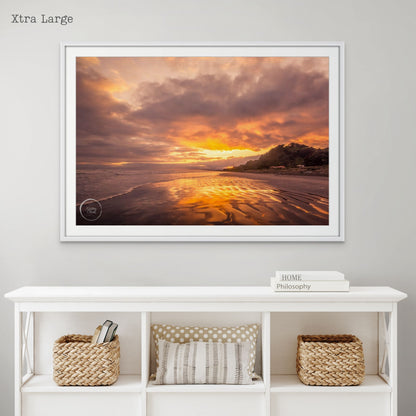 Ohope Beach Liquid Gold Sunrise XL NZ Landscape Print by Kirsten Clark Art