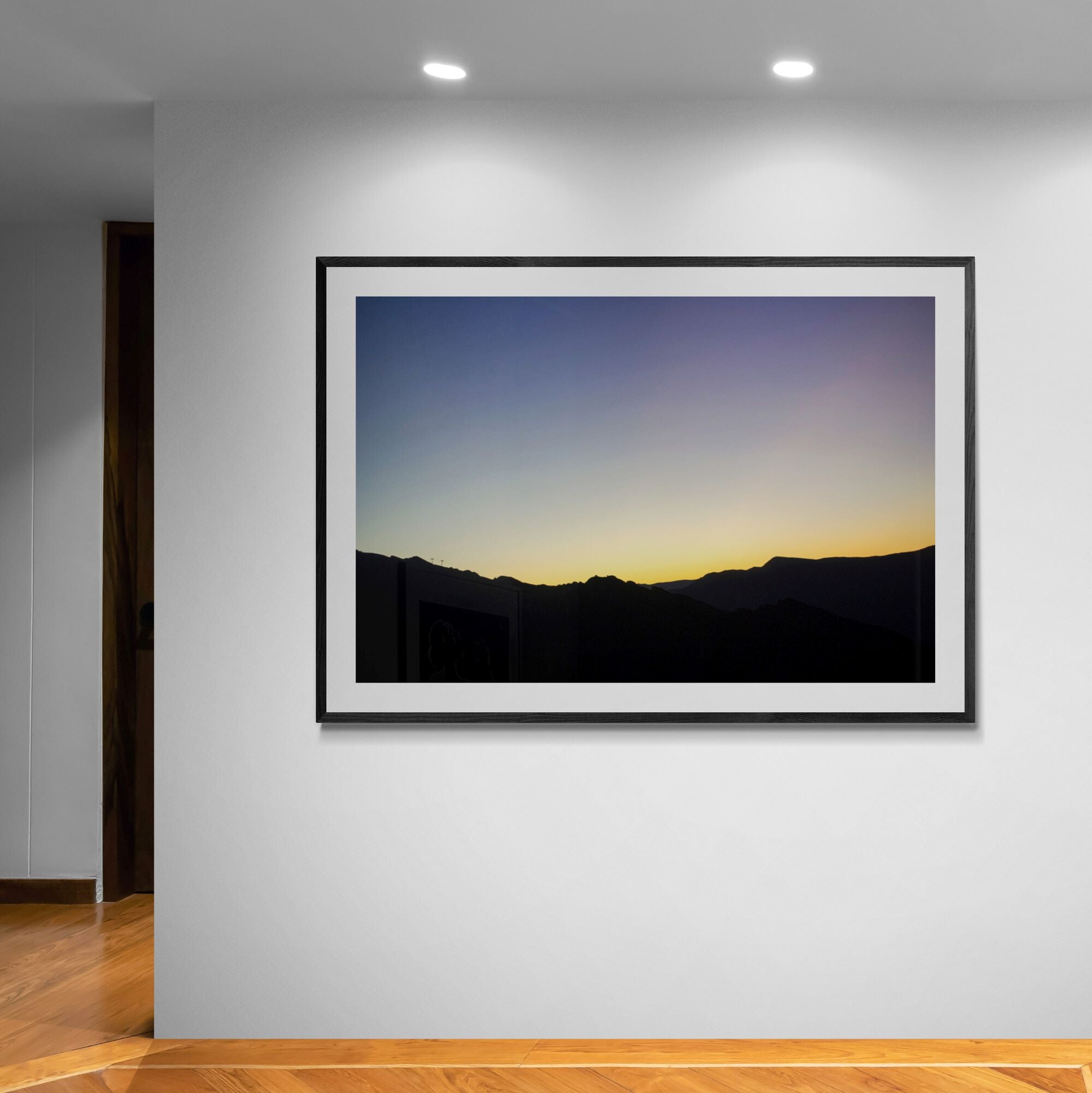 Queenstown Sunset print on feature-wall by Kirsten Clark Art