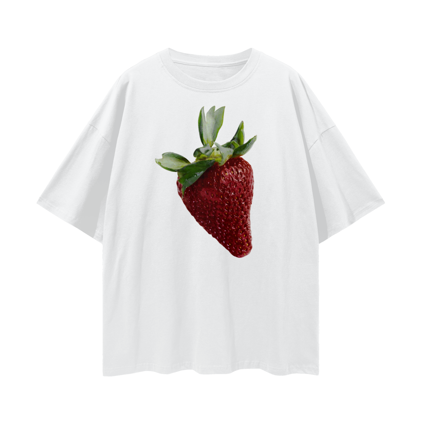 Strawberry Tee relaxed to oversized white