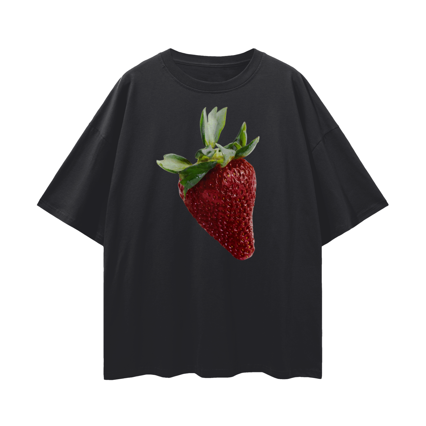 Strawberry Tee Relaxed to oversized black