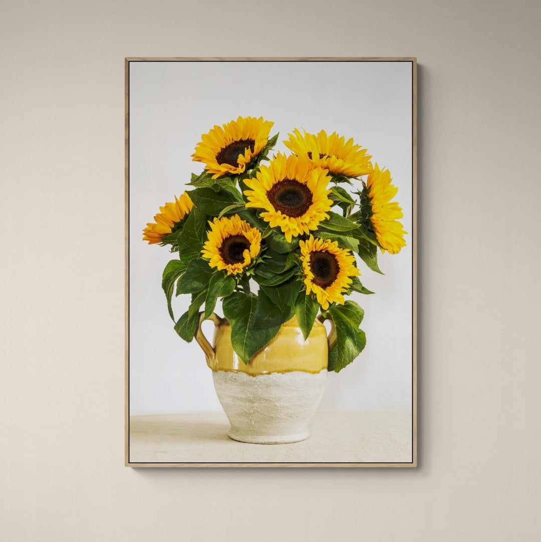 Sunflowers in an Urn Canvas Print on the wall by Kirsten Clark Art