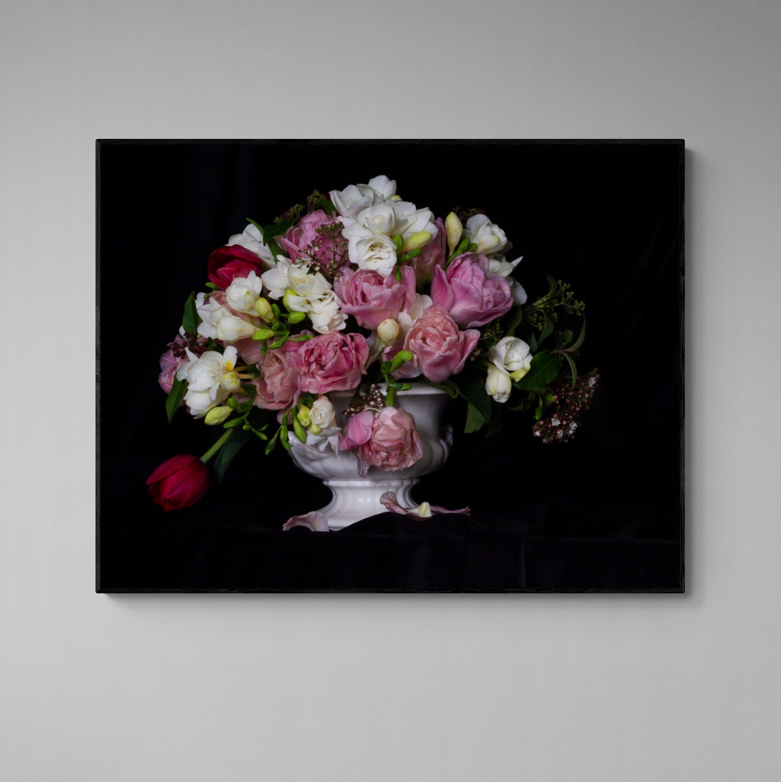 Tulips poppies and freesias canvas print by Kirsten Clark
