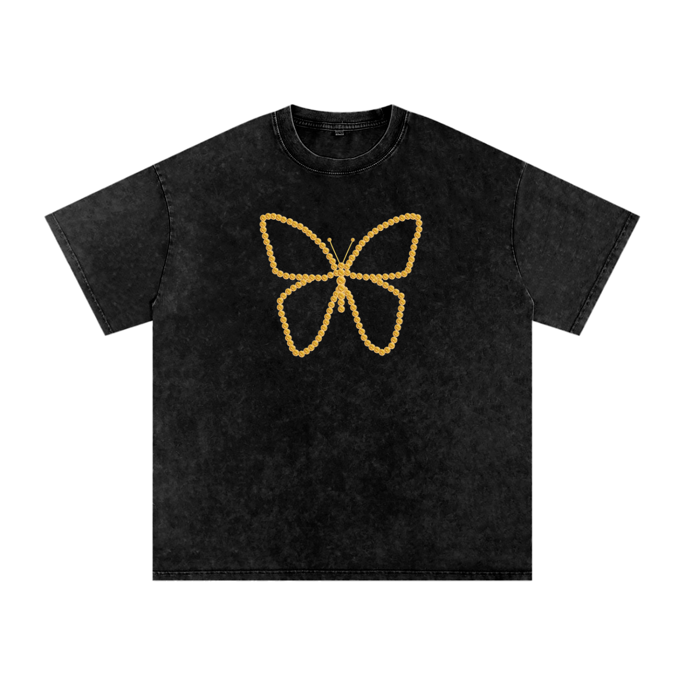 Yellow Butterfly Vintage Wash Tee relaxed to oversized fit 