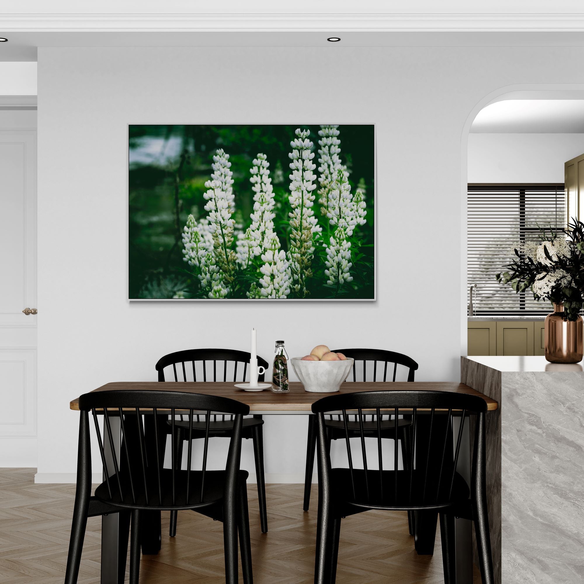 Wanaka lupins white fine art canvas print by Kirsten Clark photographer