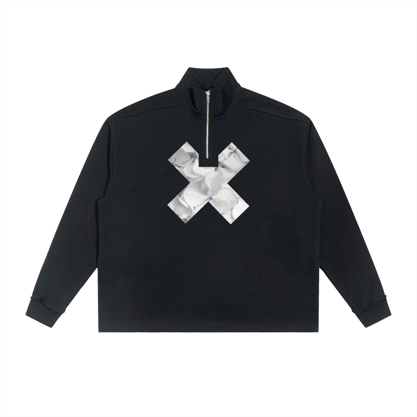 White Hydrangea X - Half-Zip Sweatshirt
