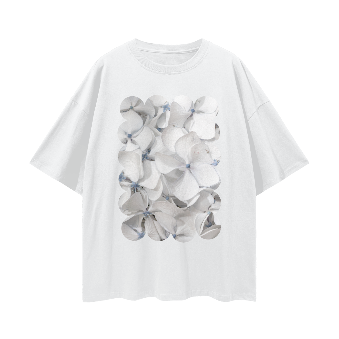 White Hydrangea Tee Relaxed Oversized