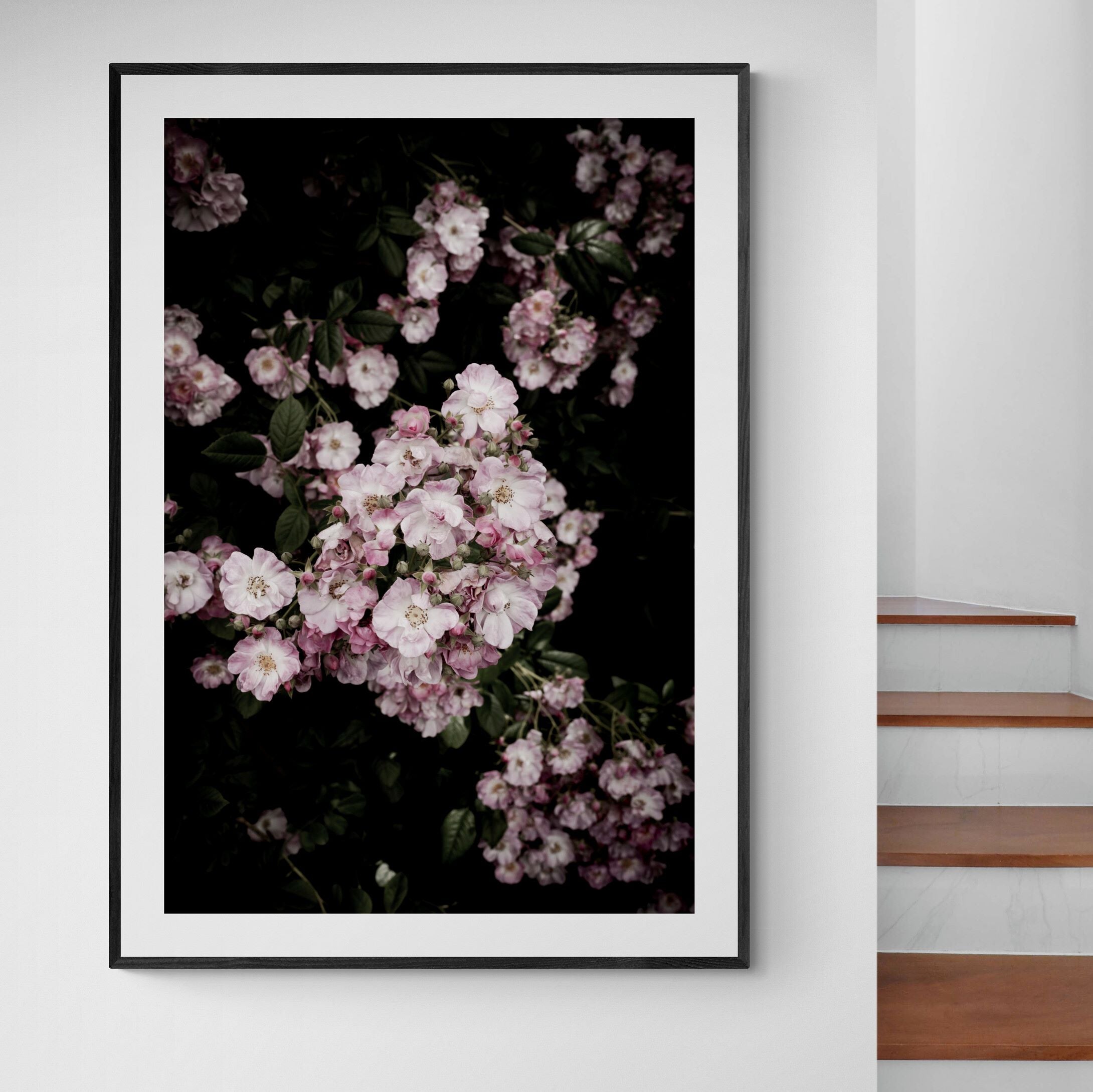 cottage garden rose on interior-feature-wall by Kirsten Clark Art