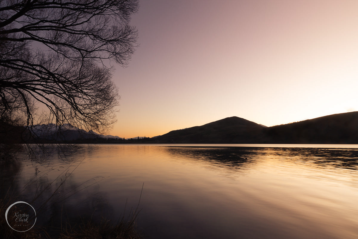 Lake Hayes Winter Sunset - Queenstown NZ Landscape Print - by Kirsten Clark Art
