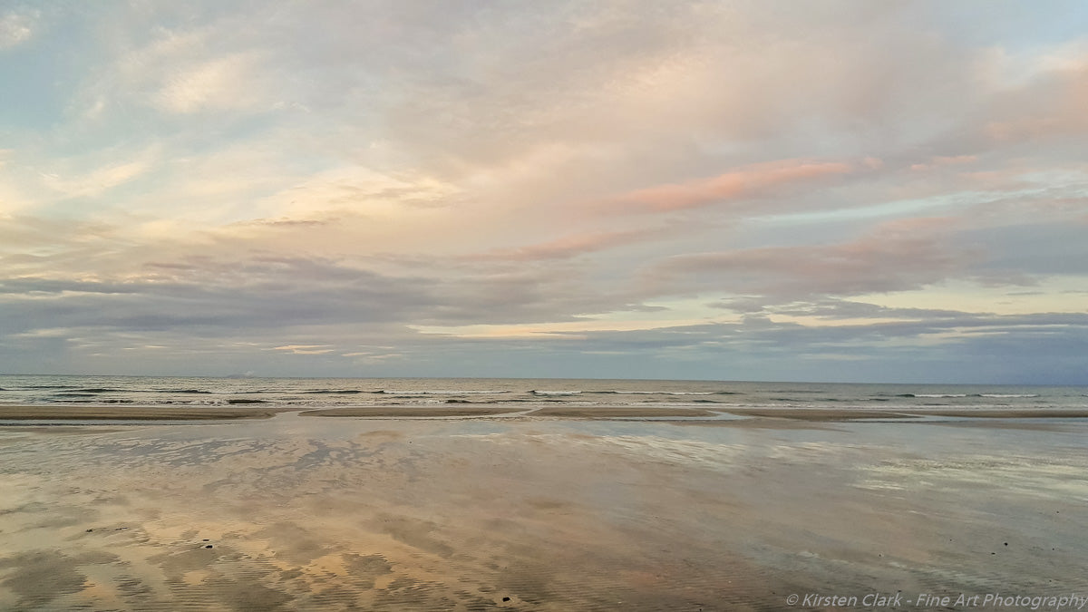 Ohope Beach Sky Sea Sand Whakatane NZ Landscape Print Print by Kirsten Clark
